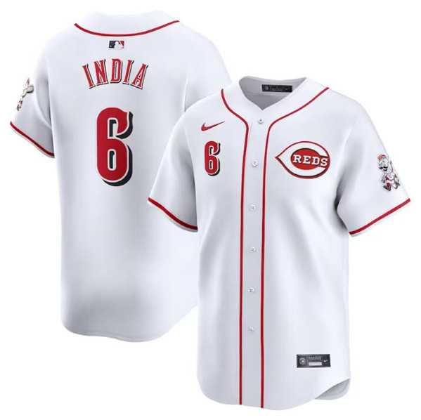 Men%27s Cincinnati Reds #6 Jonathan India White Home Limited Baseball Stitched Jersey Dzhi